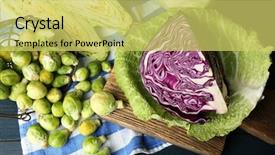  Presentation with cutting board - Audience pleasing presentation consisting of still life with assortment cabbages backdrop and a yellow colored foreground