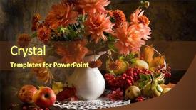  Presentation with detox green smoothies still life - PPT layouts with still life with autumn flowers background and a tawny brown colored foreground