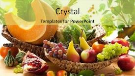  Presentation with fresh fruits and vegetables - Cool new presentation design with still life with autumn vegetables backdrop and a yellow colored foreground