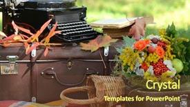  Presentation with autumn leaves - Presentation theme consisting of still life with books plaid background and a tawny brown colored foreground