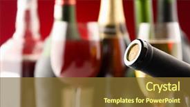  Presentation with cork - PPT layouts having still life with bottles glasses focus on a bottle with a cork background and a tawny brown colored foreground