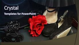  Presentation with shoes - PPT layouts enhanced with still-life with bright flamenco accessories shoes hair flower fan combs and hat background and a wine colored foreground