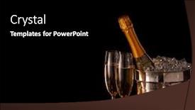  Presentation with year still life christmas - Colorful slide set enhanced with still life with champagne bottle standing in a bucket with ice two full champagne flutes red gift box led lights garland on a black background with copy space christmas and new year celebration backdrop and a black colored foreground