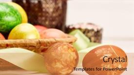  Presentation with greeting card - Colorful slide deck enhanced with still life with colored easter backdrop and a gold colored foreground