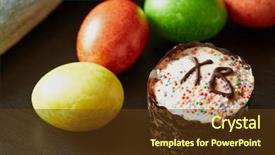  Presentation with greeting card - Cool new theme with still life with colored easter backdrop and a tawny brown colored foreground