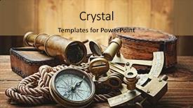  Presentation with vintage compass - Slide deck featuring still life with compass sextant background and a yellow colored foreground