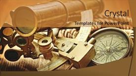  Presentation with vintage compass - PPT theme enhanced with still life with compass sextant background and a gold colored foreground