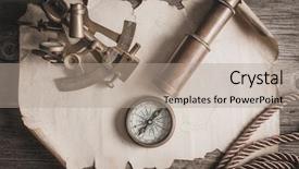  Presentation with vintage compass - PPT layouts featuring still life with compass sextant background and a coral colored foreground