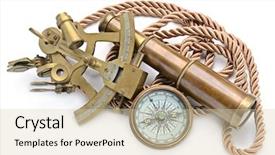  Presentation with vintage compass - Slide deck featuring still life with compass sextant background and a soft green colored foreground