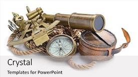  Presentation with vintage compass - PPT theme having still life with compass sextant background and a light gray colored foreground