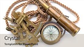  Presentation with vintage compass - Presentation theme with still life with compass sextant background and a coral colored foreground