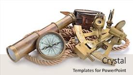  Presentation with vintage compass - Presentation design enhanced with still life with compass sextant background and a  colored foreground