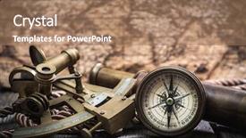  Presentation with vintage compass - Slide set having still life with compass sextant background and a coral colored foreground