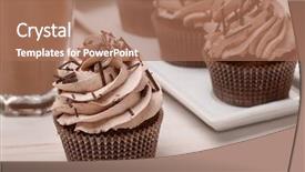  Presentation with cocoa - Cool new presentation theme with still life with cupcakes and hot cocoa backdrop and a coral colored foreground