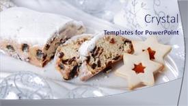  Presentation with delicious christmas cookies - Colorful presentation enhanced with still life with delicious christmas cake and cookies backdrop and a sky blue colored foreground