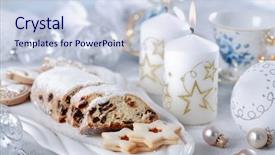  Presentation with delicious christmas cookies - Presentation design enhanced with still life with delicious christmas cake and cookies background and a lemonade colored foreground