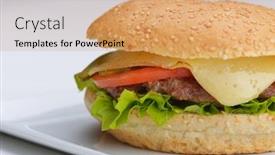  Presentation with soft drink - Colorful PPT layouts enhanced with still life with fast food hamburger menu french fries soft drink and ketchup backdrop and a coral colored foreground