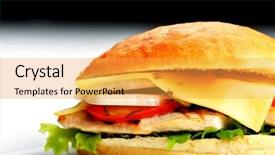  Presentation with fast food - Cool new slide set with still life with fast food hamburger menu french fries soft drink and ketchup backdrop and a yellow colored foreground