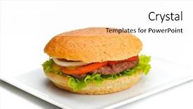  Presentation with soft drink - Presentation theme enhanced with still life with fast food hamburger menu french fries soft drink and ketchup background and a white colored foreground