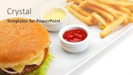  Presentation with soft drink - Cool new presentation with still life with fast food hamburger menu french fries soft drink and ketchup backdrop and a yellow colored foreground