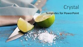  Presentation with table salt - Presentation theme enhanced with still-life-with-fresh-lime background and a light blue colored foreground