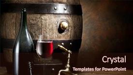  Presentation with wine barrel - Presentation theme with still-life-with-glass background and a wine colored foreground