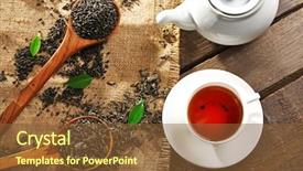  Presentation with green life - Presentation theme enhanced with still life with granulated tea background and a tawny brown colored foreground