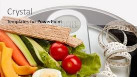  Presentation with weight control - PPT theme enhanced with still-life-with-healthy-food background and a light gray colored foreground