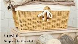  Presentation with yarn - Cool new presentation theme with still life with knitting clothes and yarn on wooden ladder backdrop and a coral colored foreground