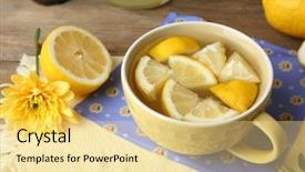  Presentation with table napkin - Beautiful PPT theme featuring still life with lemon juice backdrop and a  colored foreground