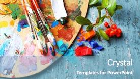  Presentation with art close up of professional - Presentation enhanced with used oil - beautiful still life with professional background and a light blue colored foreground