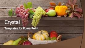  Presentation with autumn leaves - Beautiful presentation design featuring still life with pumpkins apple backdrop and a tawny brown colored foreground