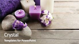  Presentation with purple flowers - PPT theme featuring still life with purple flowers background and a gray colored foreground