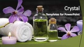  Presentation with stem - Presentation design with still life with purple orchid and candle oil towel with row of plant stem background and a black colored foreground