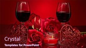  Presentation with wedding invitation card - Colorful PPT theme enhanced with still-life-with-roses-red backdrop and a wine colored foreground