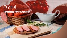  Presentation with bread life - Presentation theme having still-life-with-sliced-sausage background and a tawny brown colored foreground