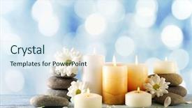  Presentation with life memorial candle light - Audience pleasing PPT layouts consisting of still life with spa candles backdrop and a sky blue colored foreground