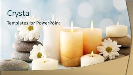  Presentation with life memorial candle light - Presentation theme consisting of still life with spa candles background and a sky blue colored foreground