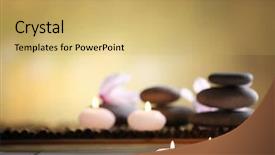  Presentation with blurred flowers - Presentation theme having still life with stones candles background and a yellow colored foreground