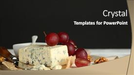  Presentation with blue cheese - Slide deck enhanced with still life with tasty blue cheese on table on dark background background and a black colored foreground
