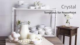  Presentation with dairy - Presentation theme consisting of still life with tasty dairy products on table background and a light gray colored foreground