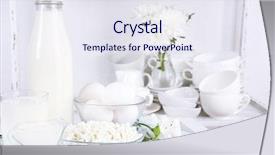  Presentation with dairy products - Presentation design with still life with tasty dairy products on table background and a sky blue colored foreground