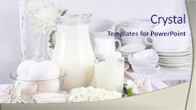  Presentation with dairy - Slide set consisting of still life with tasty dairy background and a sky blue colored foreground