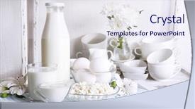  Presentation with dairy products - Slide set with still life with tasty dairy products on table background and a sky blue colored foreground