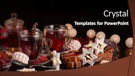 Presentation with year still life christmas - Cool new PPT theme with two cups of fruit tea backdrop and a black colored foreground
