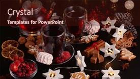  Presentation with year still life christmas - Presentation design with two cups of fruit tea background and a wine colored foreground