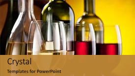  Presentation with bottles - PPT theme enhanced with still life with wine bottles background and a gold colored foreground
