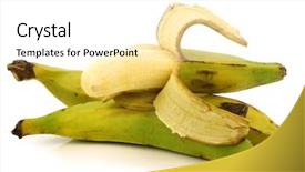  Presentation with plantain - Audience pleasing PPT theme consisting of still unripe plantain baking banana backdrop and a white colored foreground