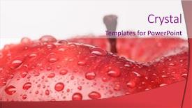  Presentation with apple - Cool new theme with still waters - wet red delicious apple close-up backdrop and a  colored foreground