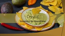  Presentation with nachos - Presentation having stilll-life-of-guacamole background and a yellow colored foreground